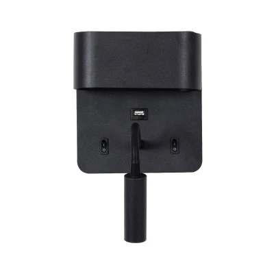 Μοντέρνα επιτοίχια απλίκα ανάγνωσης με USB φορτιστή kelvo® IBIS LED 10W 1100lm 4500K μαύρο ματ 10x6.1x18cm