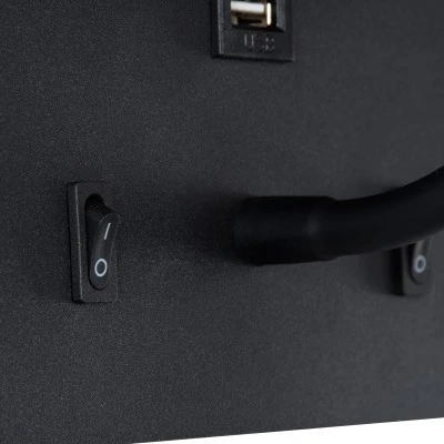 Μοντέρνα επιτοίχια απλίκα ανάγνωσης με USB φορτιστή kelvo® IBIS LED 10W 1100lm 4500K μαύρο ματ 10x6.1x18cm