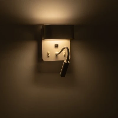 Μοντέρνο επιτοίχιο φωτιστικό IBIS με USB φορτιστή LED 10W 1100lm φυσικό λευκό 4500K λευκό ματ 10x6.1x18cm