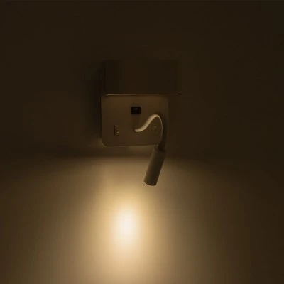 Μοντέρνο επιτοίχιο φωτιστικό IBIS με USB φορτιστή LED 10W 1100lm φυσικό λευκό 4500K λευκό ματ 10x6.1x18cm