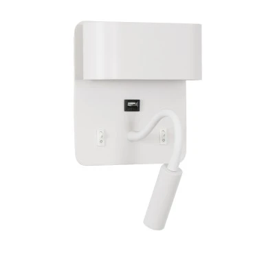 Μοντέρνο επιτοίχιο φωτιστικό IBIS με USB φορτιστή LED 10W 1100lm φυσικό λευκό 4500K λευκό ματ 10x6.1x18cm