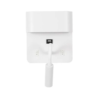 Μοντέρνο επιτοίχιο φωτιστικό IBIS με USB φορτιστή LED 10W 1100lm φυσικό λευκό 4500K λευκό ματ 10x6.1x18cm