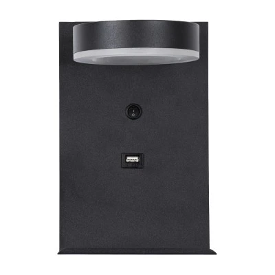 Επιτοίχια απλίκα ανάγνωσης με USB φορτιστή kelvo® CROWN LED 5W 550lm 4500K μαύρο ματ 15x15x23cm