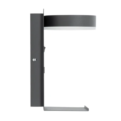 Επιτοίχιο φωτιστικό LED kelvo® CROWN με φορτιστή USB 5W 550lm φυσικό λευκό 4500K γκρι ανθρακί ματ 15x15x23cm