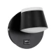 Μοντέρνο επιτοίχιο φωτιστικό ανάγνωσης kelvo® REGENCY LED 8W 920lm 120° με φορτιστή USB φυσικό λευκό 4500K μαύρο ματ 12x12x13cm
