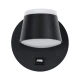 Μοντέρνο επιτοίχιο φωτιστικό ανάγνωσης kelvo® REGENCY LED 8W 920lm 120° με φορτιστή USB φυσικό λευκό 4500K μαύρο ματ 12x12x13cm