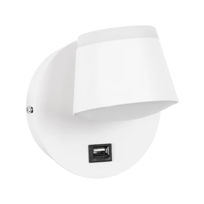 Μοντέρνα επιτοίχια απλίκα ανάγνωσης LED kelvo® REGENCY με φορτιστή USB 8W 920lm φυσικό λευκό 4500K λευκό ματ 12x12x13cm