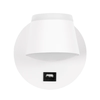 Μοντέρνα επιτοίχια απλίκα ανάγνωσης LED kelvo® REGENCY με φορτιστή USB 8W 920lm φυσικό λευκό 4500K λευκό ματ 12x12x13cm
