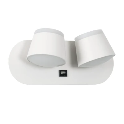 Επιτοίχια απλίκα ανάγνωσης με USB φορτιστή kelvo® REGENCY LED 16W 1840lm φυσικό λευκό 4500K λευκό ματ 16.5x12x10cm