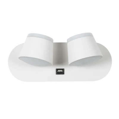Επιτοίχια απλίκα ανάγνωσης με USB φορτιστή kelvo® REGENCY LED 16W 1840lm φυσικό λευκό 4500K λευκό ματ 16.5x12x10cm