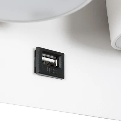 Επιτοίχια απλίκα ανάγνωσης με USB φορτιστή kelvo® REGENCY LED 16W 1840lm φυσικό λευκό 4500K λευκό ματ 16.5x12x10cm