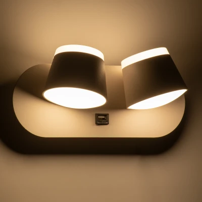 Επιτοίχια απλίκα ανάγνωσης με USB φορτιστή kelvo® REGENCY LED 16W 1840lm φυσικό λευκό 4500K λευκό ματ 16.5x12x10cm