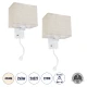 Μοντέρνο φωτιστικό τοίχου kelvo® ROULETTE-S απλίκα reading light με φορτιστή USB 3A και ντουί E27 LED 3W 360lm φυσικό λευκό 4500K λευκό & μπεζ 17x20x37cm σετ 2 τεμαχίων