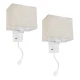 Μοντέρνο φωτιστικό τοίχου kelvo® ROULETTE-S απλίκα reading light με φορτιστή USB 3A και ντουί E27 LED 3W 360lm φυσικό λευκό 4500K λευκό & μπεζ 17x20x37cm σετ 2 τεμαχίων