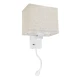 Μοντέρνο φωτιστικό τοίχου kelvo® ROULETTE-S απλίκα reading light με φορτιστή USB 3A και ντουί E27 LED 3W 360lm φυσικό λευκό 4500K λευκό & μπεζ 17x20x37cm σετ 2 τεμαχίων