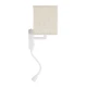 Μοντέρνο φωτιστικό τοίχου kelvo® ROULETTE-S απλίκα reading light με φορτιστή USB 3A και ντουί E27 LED 3W 360lm φυσικό λευκό 4500K λευκό & μπεζ 17x20x37cm σετ 2 τεμαχίων