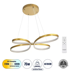 Χρυσό φωτιστικό αλουμινίου BUTTERFLY LED κρεμαστής τοποθέτησης CCT 75W 8400lm με δέσμη 300° AC 220-240V και δυνατότητα ρύθμισης φωτισμού με τηλεχειριστήριο Χρυσό φωτιστικό αλουμινίου BUTTERFLY LED κρεμαστής τοποθέτησης CCT 75W 8400lm με δέσμη 300° AC 220-240V και δυνατότητα ρύθμισης φωτισμού με τηλεχειριστήριο