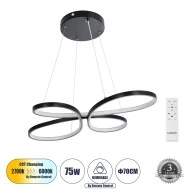 Κρεμαστό Φωτιστικό LED Μαύρο 75W 8400lm CCT Dimmable – Τηλεχειριστήριο, 300° Γωνία Φωτισμού