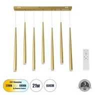 Κρεμαστό Φωτιστικό TEARS Design LED CCT 21W 2310lm 180° AC 220-240V - Εναλλαγή Φωτισμού μέσω Τηλεχειριστηρίου All In One - Dimmable Μ70 x Π3.2 x Υ60cm - Χρυσό Βούρτσας