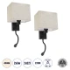 Μοντέρνο επιτοίχιο φωτιστικό kelvo® ROULETTE-S reading light με φορτιστή USB 3A και ντουί E27 LED 3W 360lm φυσικό λευκό 4500K μαύρο & μπεζ 17x20x37cm σετ 2 τεμαχίων