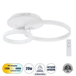 Φωτιστικό Οροφής Δαχτυλίδι-Κύκλος LED VENOM CCT 67W 8107lm 360° AC 220-240V - Εναλλαγή Φωτισμού μέσω Τηλεχειριστηρίου All In One - Λευκό 