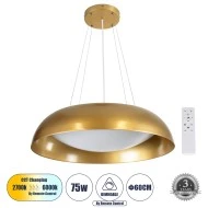 Κρεμαστή Πλαφονιέρα Οροφής LED CCT 75W 8625lm 120° AC 220-240V - Εναλλαγή Φωτισμού μέσω Τηλεχειριστηρίου All In One Dimmable Φ60cm - Χρυσό Κρεμαστή Πλαφονιέρα Οροφής LED CCT 75W 8625lm 120° AC 220-240V - Εναλλαγή Φωτισμού μέσω Τηλεχειριστηρίου All In One Dimmable Φ60cm - Χρυσό