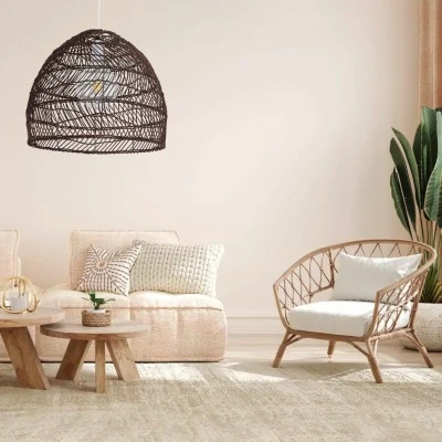 Boho κρεμαστό φωτιστικό MALIBU μονόφωτο καφέ σκούρο ξύλινο BAMBOO Φ40 1 x E27 AC 220-240V