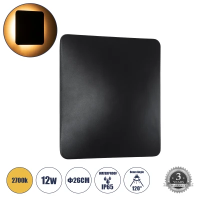 Μοντέρνο φωτιστικό τοίχου LED kelvo® HELIO-S 12W 1380lm IP65 θερμό λευκό 2700K μαύρο ματ 26x5x26cm Μοντέρνο φωτιστικό τοίχου LED kelvo® HELIO-S 12W 1380lm IP65 θερμό λευκό 2700K μαύρο ματ 26x5x26cm