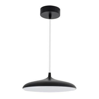 GloboStar® BARON 61251 Κρεμαστή Πλαφονιέρα Οροφής LED CCT 12W 1440lm 120° AC 220-240V - Εναλλαγή Φωτισμού μέσω Διακόπτη On/Off All In One Ψυχρό 6000k+Φυσικό 4500k+Θερμό 2700k Φ25 x Υ8cm - Μαύρο - 3 Years Warranty