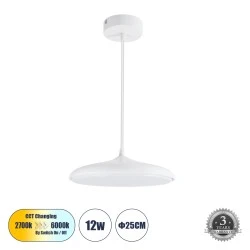 Κρεμαστή Πλαφονιέρα Οροφής LED BARON CCT 12W 1440lm 120° AC 220-240V - Εναλλαγή Φωτισμού μέσω Διακόπτη On/Off All In One- Λευκό