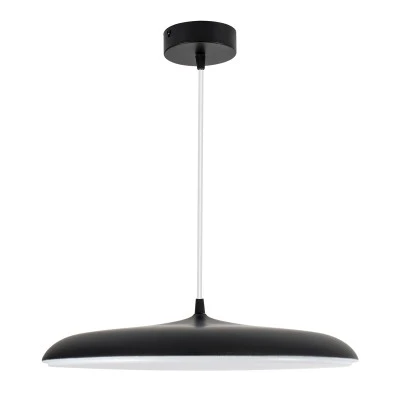 GloboStar® BARON 61254 Κρεμαστή Πλαφονιέρα Οροφής LED CCT 24W 2880lm 120° AC 220-240V - Εναλλαγή Φωτισμού μέσω Διακόπτη On/Off All In One Ψυχρό 6000k+Φυσικό 4500k+Θερμό 2700k Φ40 x Υ10cm - Μαύρο - 3 Years Warranty