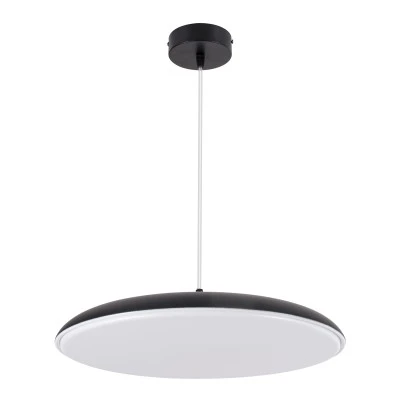 GloboStar® BARON 61254 Κρεμαστή Πλαφονιέρα Οροφής LED CCT 24W 2880lm 120° AC 220-240V - Εναλλαγή Φωτισμού μέσω Διακόπτη On/Off All In One Ψυχρό 6000k+Φυσικό 4500k+Θερμό 2700k Φ40 x Υ10cm - Μαύρο - 3 Years Warranty