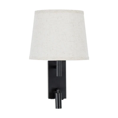 Μοντέρνα επιτοίχια απλίκα reading light kelvo® ROULETTE-R με φορτιστή USB 3A και ντουί E27 LED 3W 360lm φυσικό λευκό 4500K μαύρο & μπεζ 22x23.5x37cm σετ 2 τεμαχίων