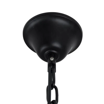 GloboStar® DOME 10001021 Vintage Κρεμαστό Φωτιστικό Ανάρτηση Πολύφωτο 9 x E27 Μαύρο Μέταλλο, Μπεζ Σχοινί με Μπεζ Όνυχα - Μ68 x Π60 x Υ50cm