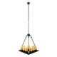 GloboStar® DOME 10001021 Vintage Κρεμαστό Φωτιστικό Ανάρτηση Πολύφωτο 9 x E27 Μαύρο Μέταλλο, Μπεζ Σχοινί με Μπεζ Όνυχα - Μ68 x Π60 x Υ50cm