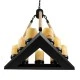 GloboStar® DOME 10001021 Vintage Κρεμαστό Φωτιστικό Ανάρτηση Πολύφωτο 9 x E27 Μαύρο Μέταλλο, Μπεζ Σχοινί με Μπεζ Όνυχα - Μ68 x Π60 x Υ50cm