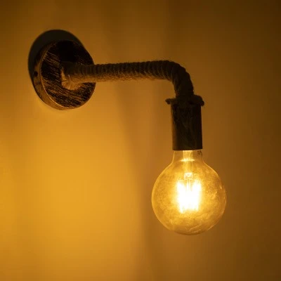 Φωτιστικό απλίκα επίτοιχο μονόφωτο 1 x E27 AC 220-240V IP20 χάλκινο μέταλλο με μπεζ σχοινί Μ29 x Π10 x Υ15cm Φωτιστικό απλίκα επίτοιχο μονόφωτο 1 x E27 AC 220-240V IP20 χάλκινο μέταλλο με μπεζ σχοινί Μ29 x Π10 x Υ15cm