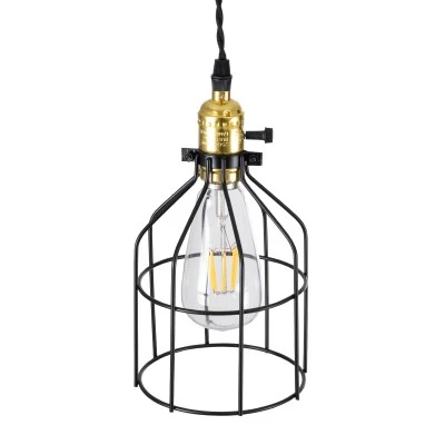 GloboStar® GALOT 01179 Vintage Industrial Κρεμαστό Φωτιστικό Οροφής Μονόφωτο 1 x E27 Μαύρο Μεταλλικό Πλέγμα Φ13.5 x Υ16cm