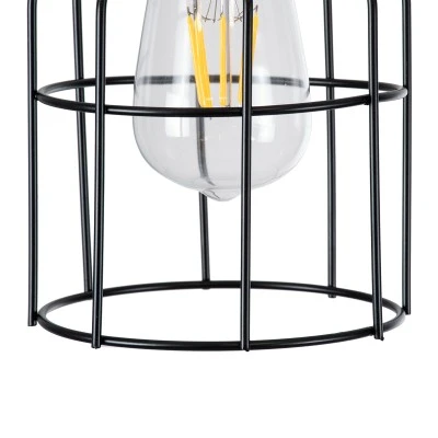 GloboStar® GALOT 01179 Vintage Industrial Κρεμαστό Φωτιστικό Οροφής Μονόφωτο 1 x E27 Μαύρο Μεταλλικό Πλέγμα Φ13.5 x Υ16cm