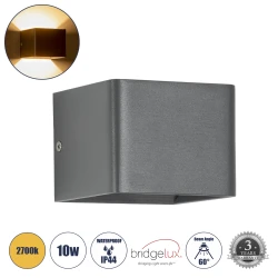 Μοντέρνα επιτοίχια απλίκα LED kelvo® CIRCOA 10W 1000lm θερμό λευκό 2700K IP44 γκρι ανθρακί ματ 10x8x10cm