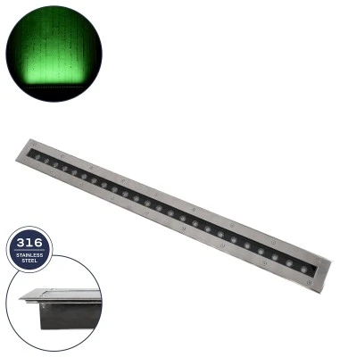 Φωτιστικό  UNDERGROUND-REMVI χωνευτό Wall Washer δαπέδου LED 18W πράσινο χρώμα φωτός 1440lm 10° DC 24V  IP68 L100xW9xH7.2cm
