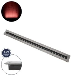 Φωτιστικό UNDERGROUND-REMVI χωνευτό Wall Washer δαπέδου LED 18W κόκκινο χρώμα φωτός 1440lm 10° DC 24V  IP68 L100xW9xH7.2cm 