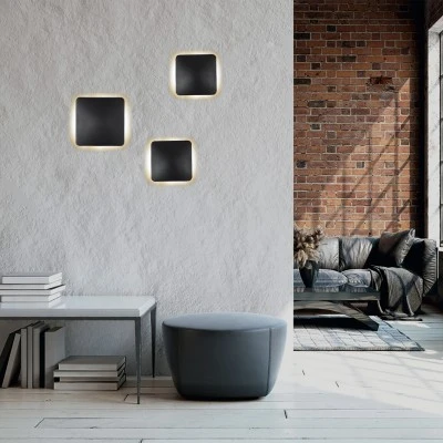 Μοντέρνα επιτοίχια απλίκα LED kelvo® HELIO-S 7W 840lm IP65 φυσικό λευκό 4500K μαύρο ματ 16x5x16cm
