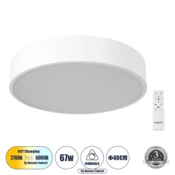 Πλαφονιέρα Οροφής LED BURTON CCT 67W 7370lm 120° AC 220-240V - Εναλλαγή Φωτισμού μέσω Τηλεχειριστηρίου All In One - Λευκό 
