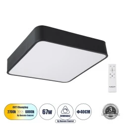 Πλαφονιέρα Οροφής LED KAMALA CCT 67W 7370lm 120° AC 220-240V - Εναλλαγή Φωτισμού μέσω Τηλεχειριστηρίου All In One - Μαύρο