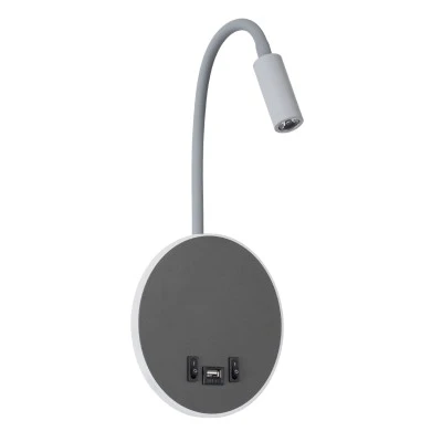 Επιτοίχια απλίκα reading light kelvo® GOOSE με φορτιστή USB 3A LED 6W 600lm φυσικό λευκό 4500K γκρι ανθρακί ματ 15.5x15x30.5cm