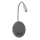 Επιτοίχια απλίκα reading light kelvo® GOOSE με φορτιστή USB 3A LED 6W 600lm φυσικό λευκό 4500K γκρι ανθρακί ματ 15.5x15x30.5cm