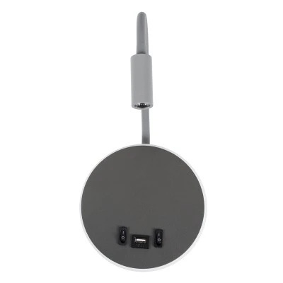 Επιτοίχια απλίκα reading light kelvo® GOOSE με φορτιστή USB 3A LED 6W 600lm φυσικό λευκό 4500K γκρι ανθρακί ματ 15.5x15x30.5cm