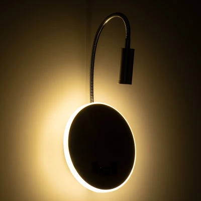 Επιτοίχια απλίκα ανάγνωσης kelvo® GOOSE LED 6W 600lm 36° & 360° με φορτιστή USB 3A φυσικό λευκό 4500K νίκελ βούρτσας 15.5x15x30.5cm
