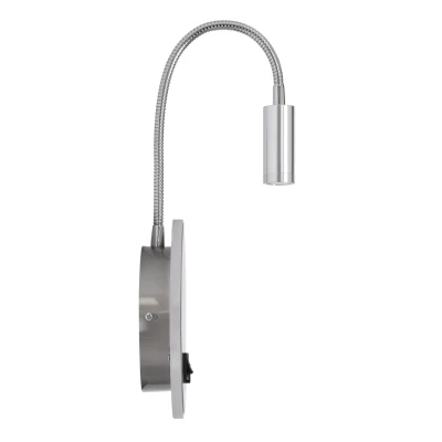 Επιτοίχια απλίκα ανάγνωσης kelvo® GOOSE LED 6W 600lm 36° & 360° με φορτιστή USB 3A φυσικό λευκό 4500K νίκελ βούρτσας 15.5x15x30.5cm